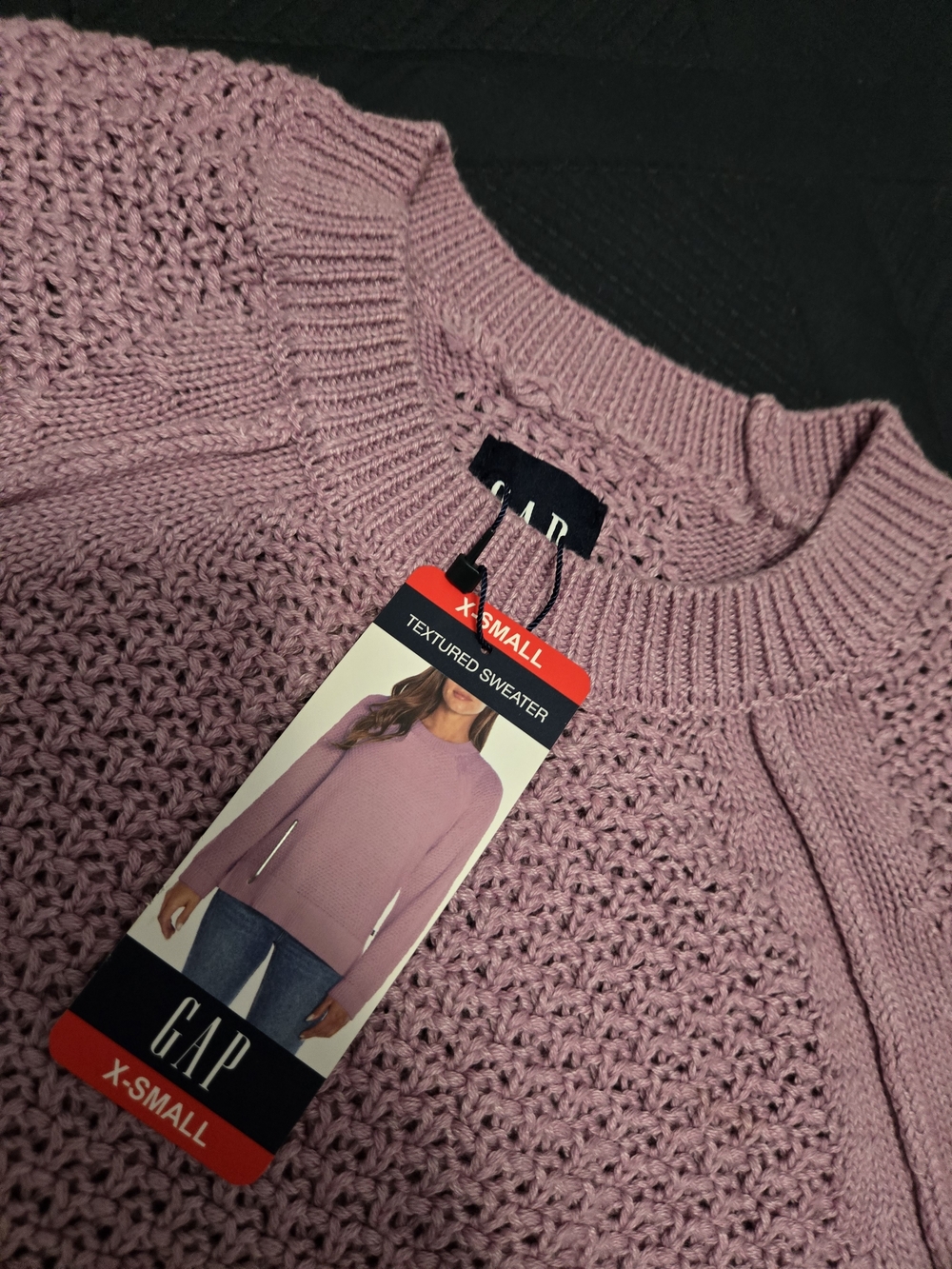 GAP Women's Textured Crewneck Sweater - Mauve Pink